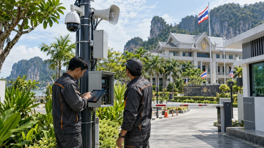 ภาพประกอบการตรวจระบบกล้องวงจรปิดและตู้ควบคุมในพื้นที่อาคารหน่วยงาน