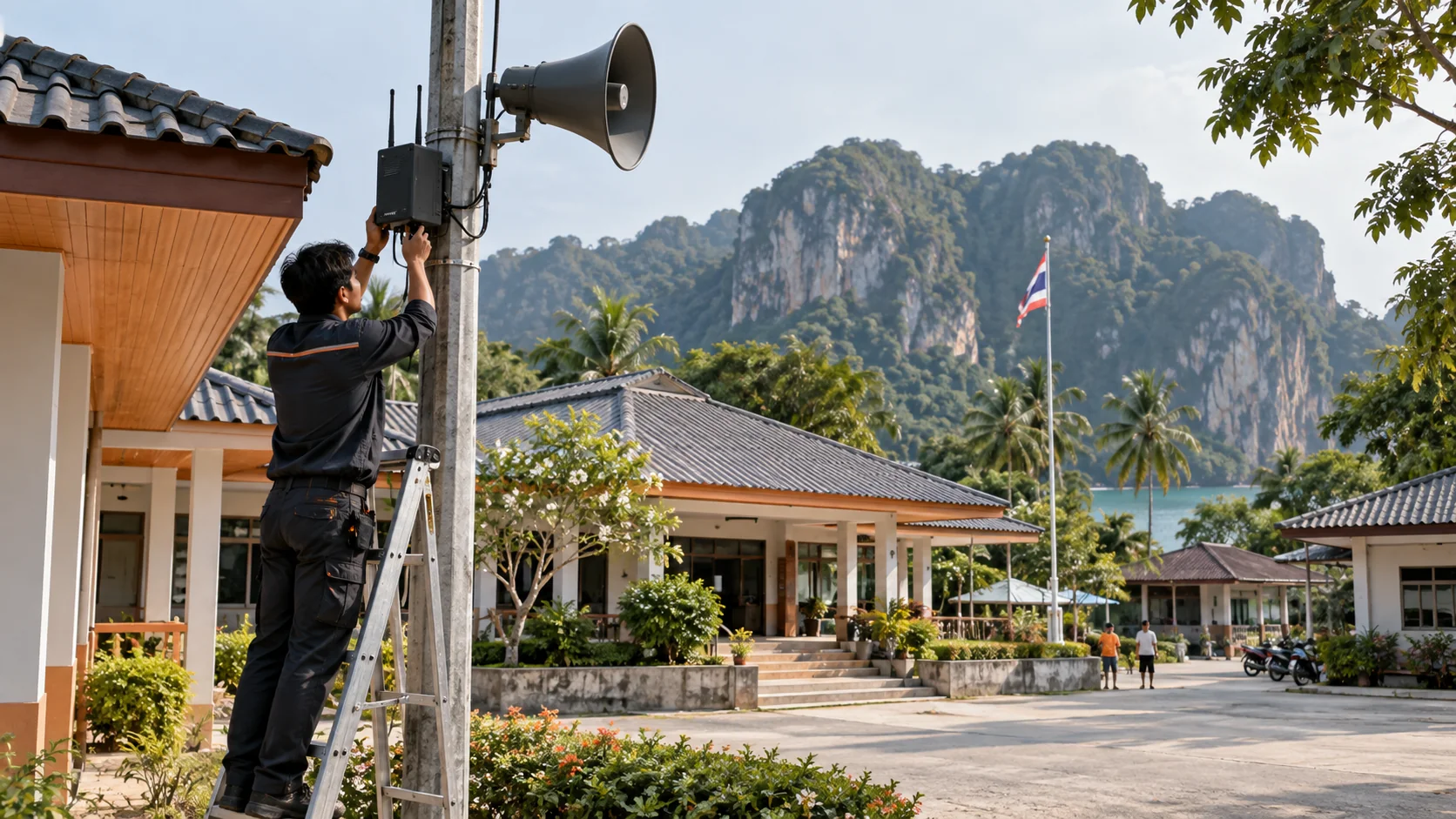 ภาพประกอบจุดกระจายเสียงไร้สายในพื้นที่ชุมชน